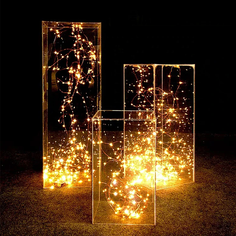 VONVIK Rectangle Transparent Acrylic Plinth Clear Acrylic Pedestals for Wedding Decorations