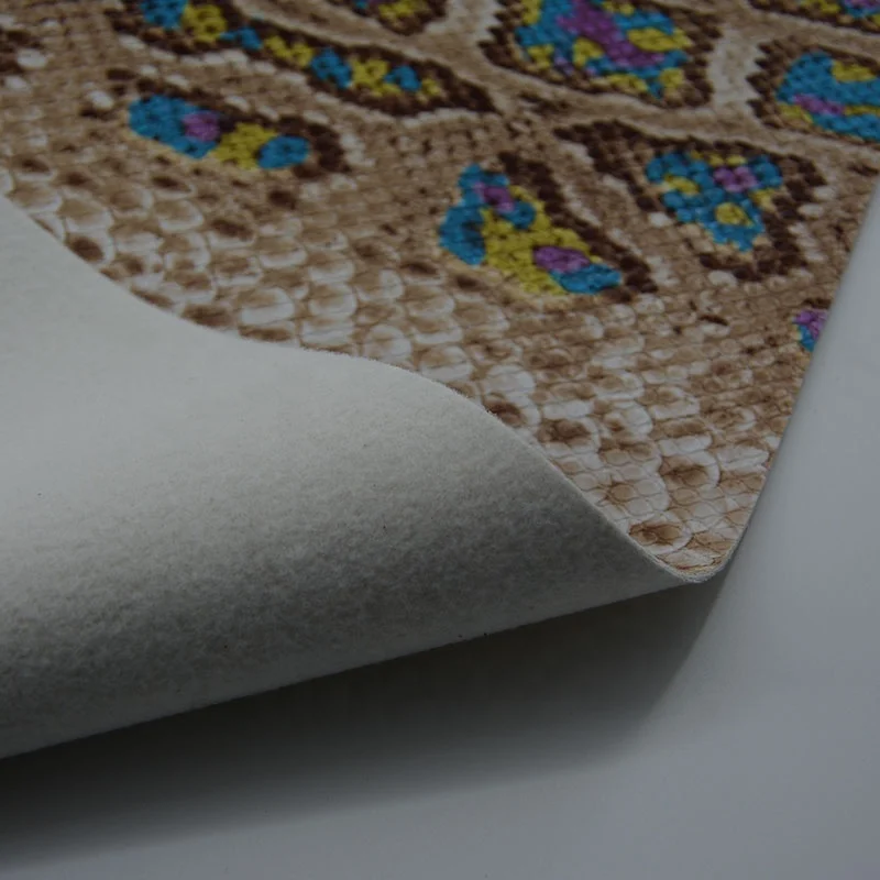 Snake printed synthetic leather fabric pvc for bags