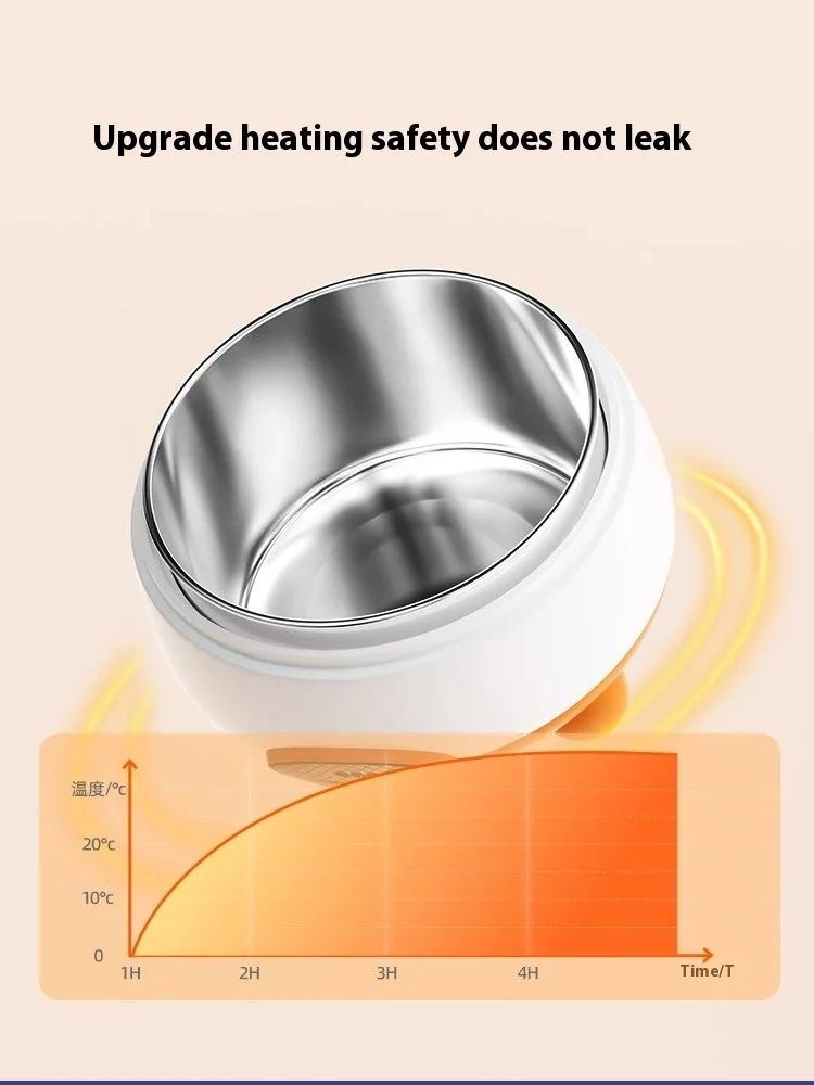 2L Stainless Steel Pet Cat Bowl Winter Heating Canister Constant Temperature Yogurt Water Dispenser Comfortable Drinking Plastic details