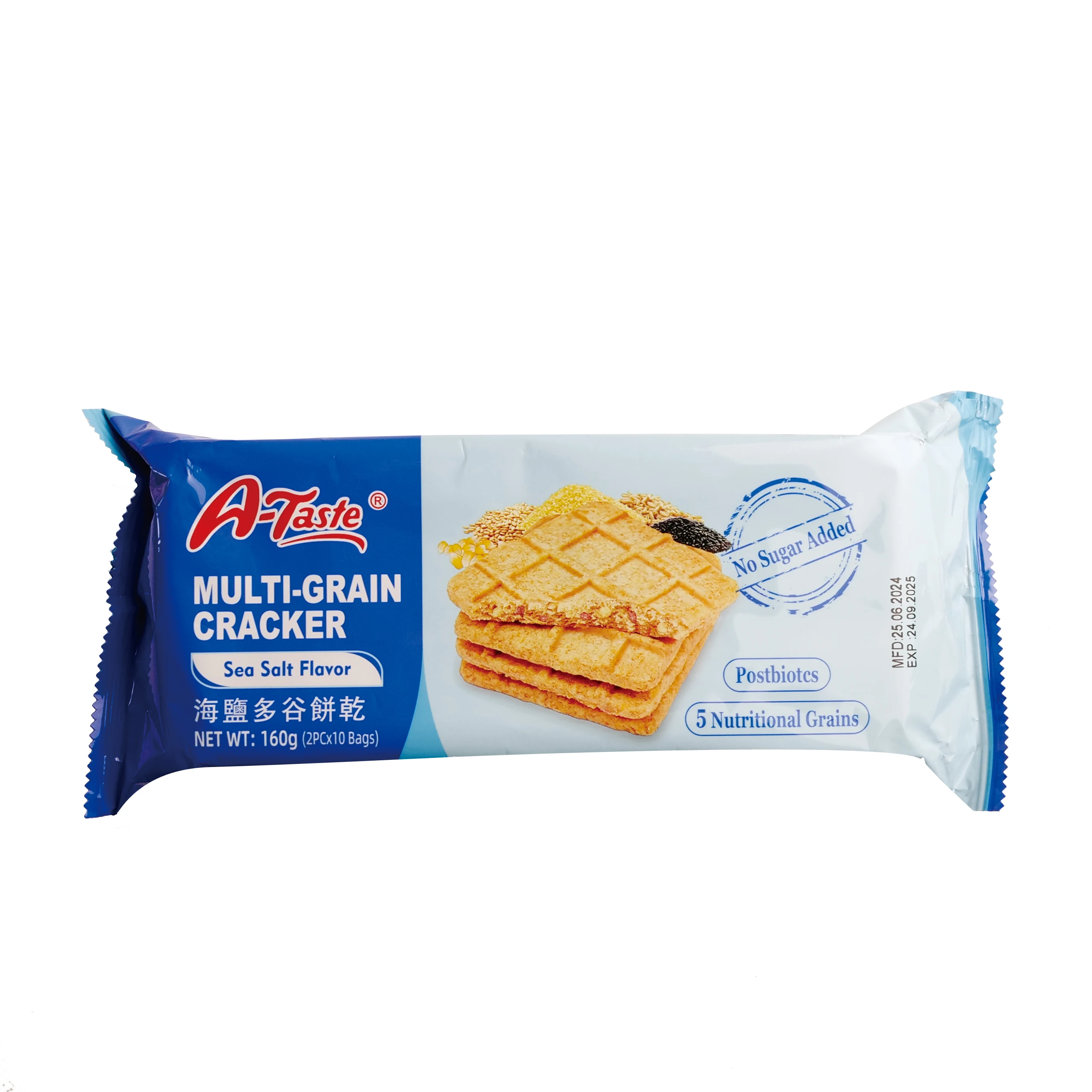 Customized Pack Healthy Diet Oat Thin Biscuits Multigrain Sea Salt Flavored Buckwheat Crackers Natural Puffed Wheat Salty