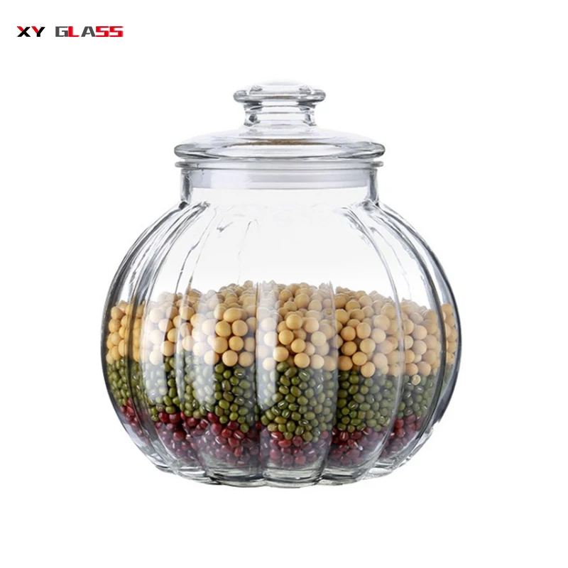 Reusable Heart Pumpkin Shaped With Lid Cooking Borosilicate Glass Jar