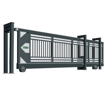 Automatic Electric Driveway Gates-Aluminum Privacy Estate Gates with Retractable Cantilever Slide Powder Coating Finish