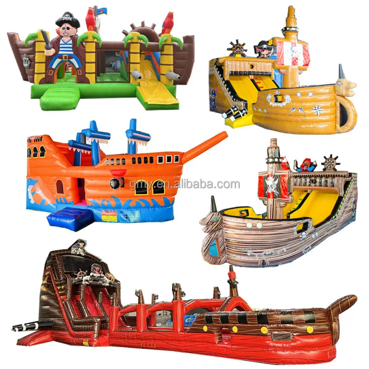 Popular inflatable pirate ship water slide jumping castles with prices