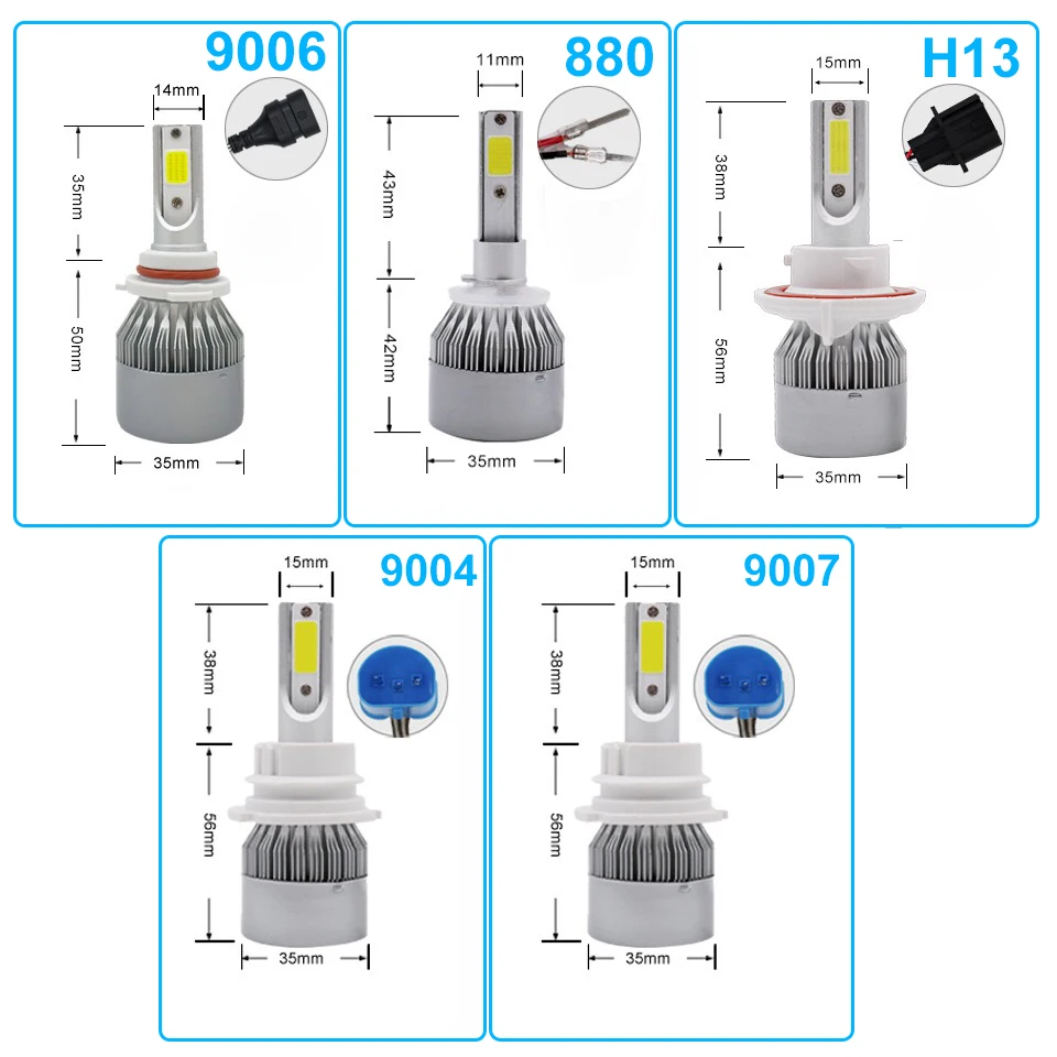 NINGLE C6 LED Headlight 36W 3600lm H1 H3 H4 H7 H11 H13 9005 9006 C6 LED Headlight for Car