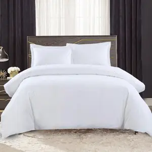 100% Cotton Satin Fabric Bedding Set 300TC Queen Size 4-Piece Hotel Linen Solid Satin Bed Sheets for Home Hospital Use