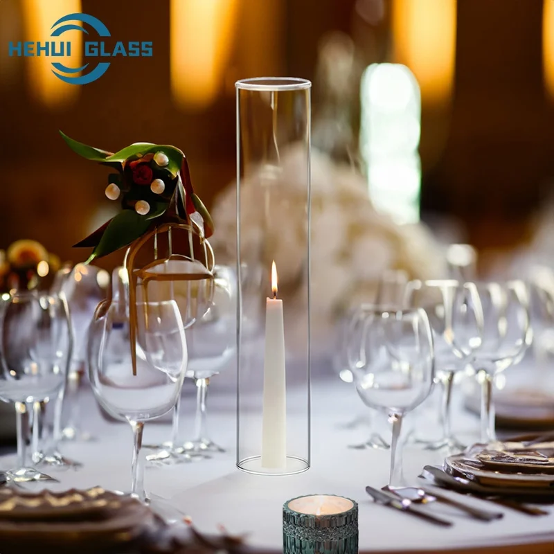 Customized Sizes Open Ended Glass Hurricane Candle Holder Tube Chimney for Crystal Candlesticks