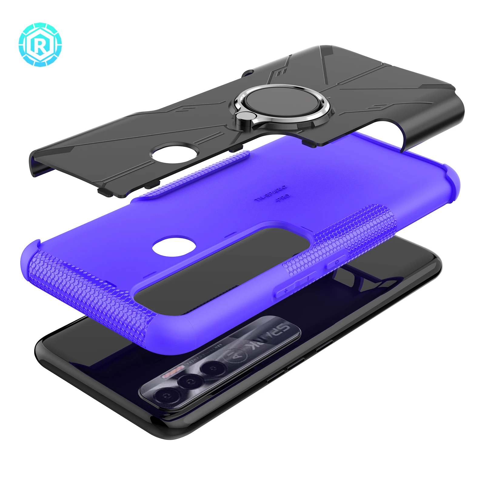 Чехол Mecha для мобильного телефона, чехол из ТПУ и поликарбоната 2 в 1, ударопрочный, с поворотом на 360 градусов, аксессуары для мобильного телефона, чехол для Tecno Spark 7 Pro