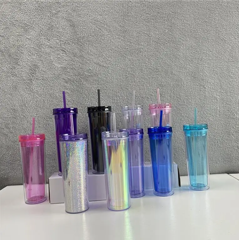 Wholesale 20 oz Acrylic Double Wall Colorful Matte Cups Skinny Plastic  Tumbler With Lids and Straws