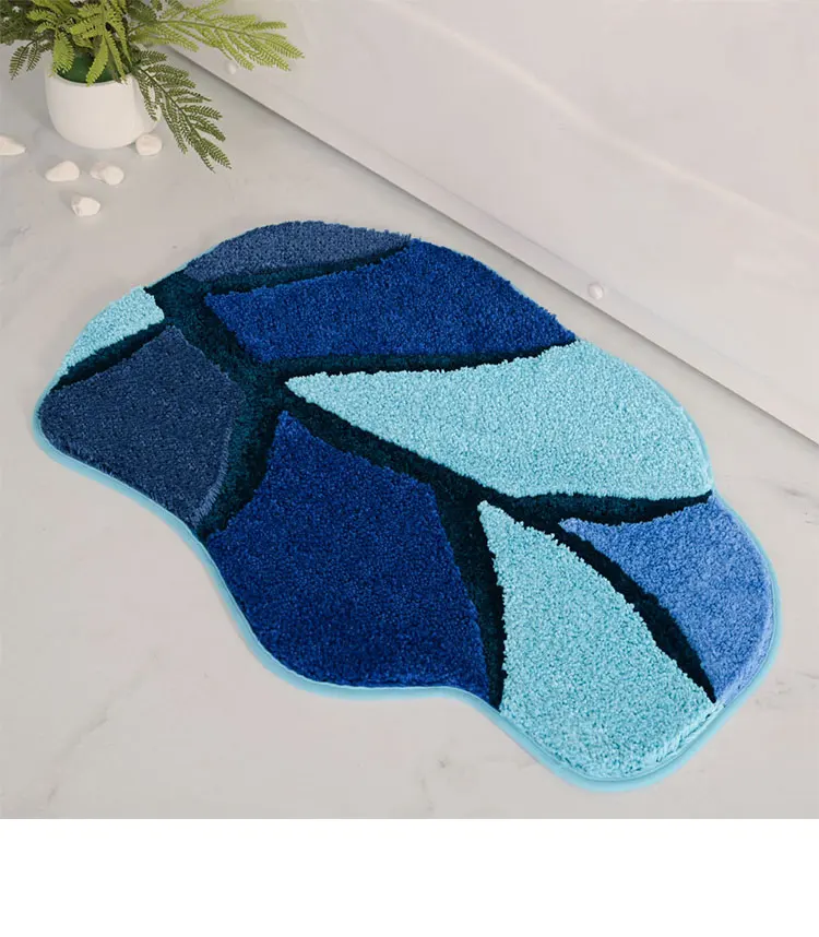 Luxury Leaf Shape Microfiber Anti-Slip Super Absorbent Bath Rugs Mat for Bathroom Soft bathroom mat details