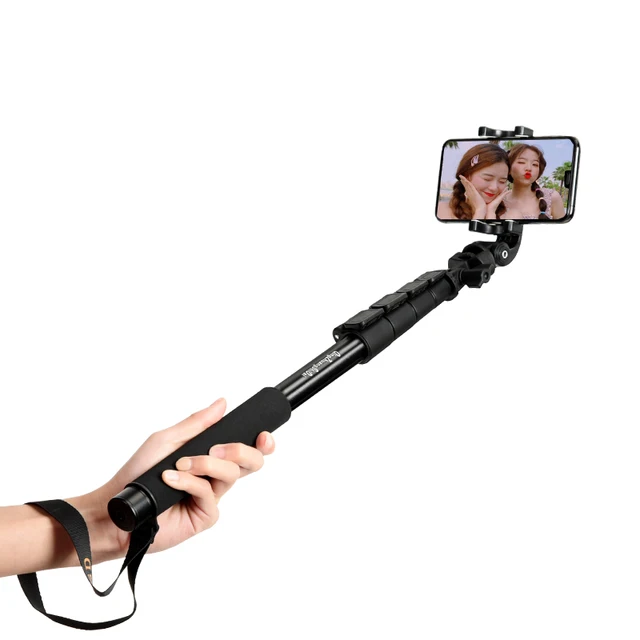 QZSD ZP001 Aluminum Selfie Stick Foldable Monopod with Wireless Remote Shutter & 360 Degree Rotation Stand for Mobile Phones