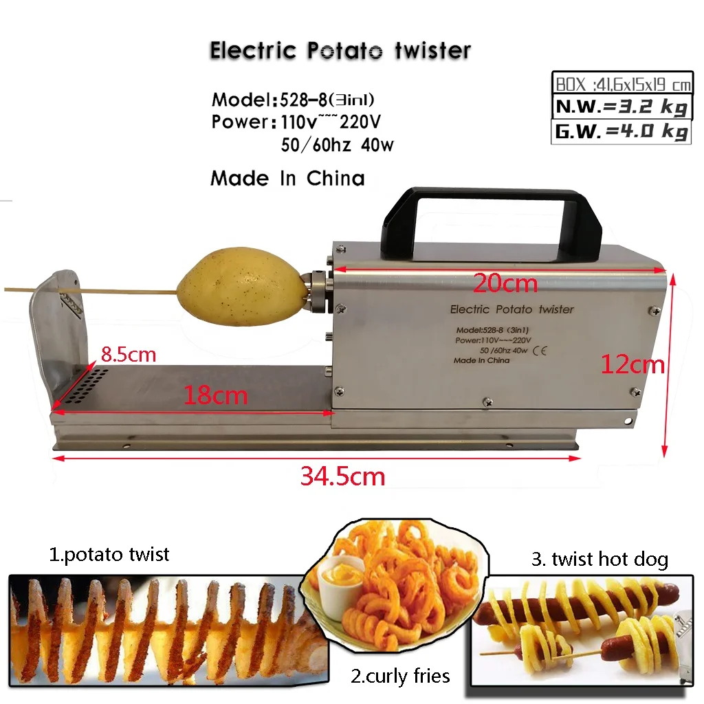 Electric and Manual Sweet Potato Slicer/Twist Potato Machine/Potato Chips Cutter Spiral Potato Cutter Slicer With Counter