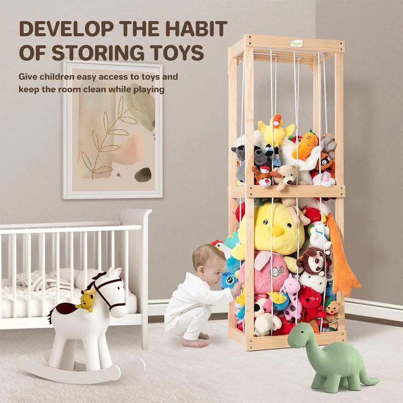 Stuffed Animal Zoo Storage, Wood Zoo Animals Storage Toy Holder, 60