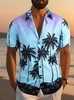 Manga corta con estampado de palmeras azul púrpura
