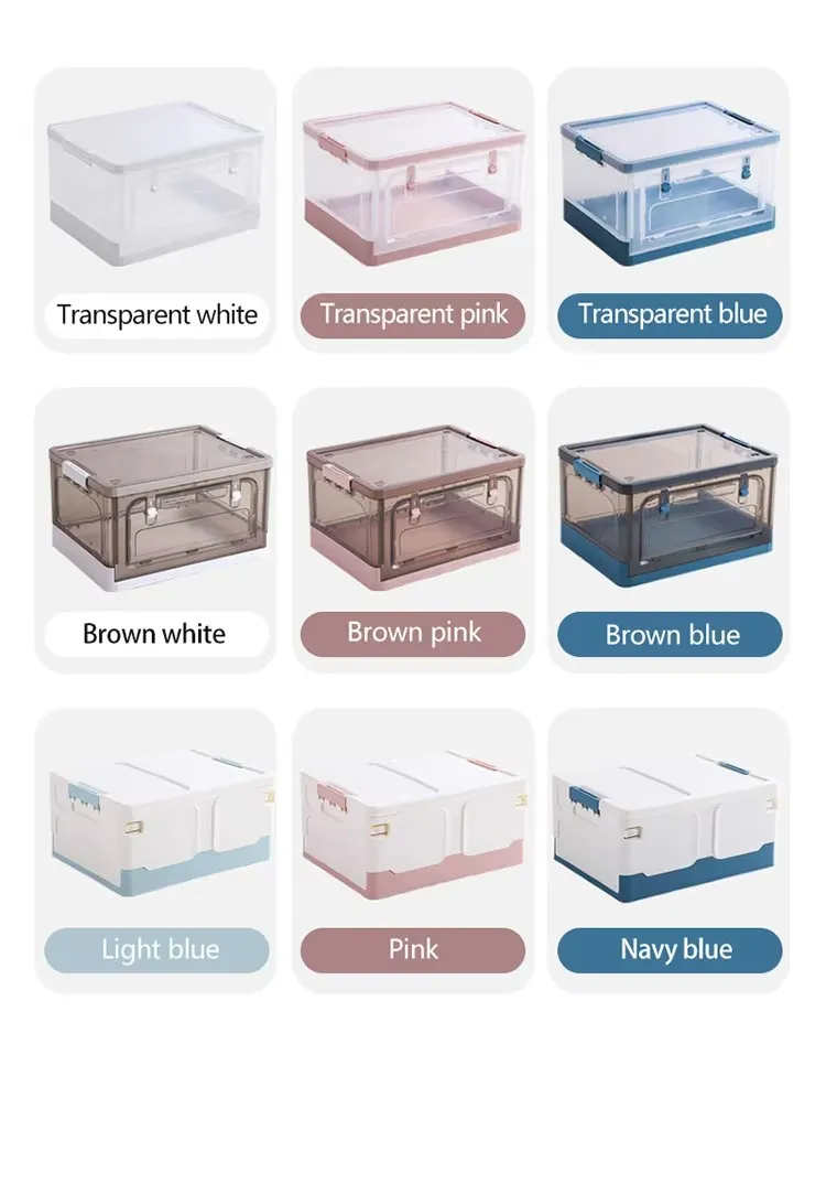 Multifunctional Transparent Double Open Plastic Storage Box Rectangular Detachable Collapsible Camping Folding Rectangle Box factory