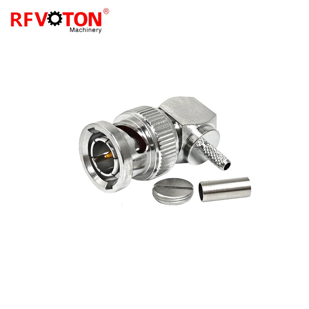 Factory BNC Type Male Plug Macho Crimp RA Right Angle  90 Degree Rg179 Rf Coaxial Cable (rf)  Connecteur Converter in Stock