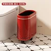 Narrow slot trash can (open type) with red wheels