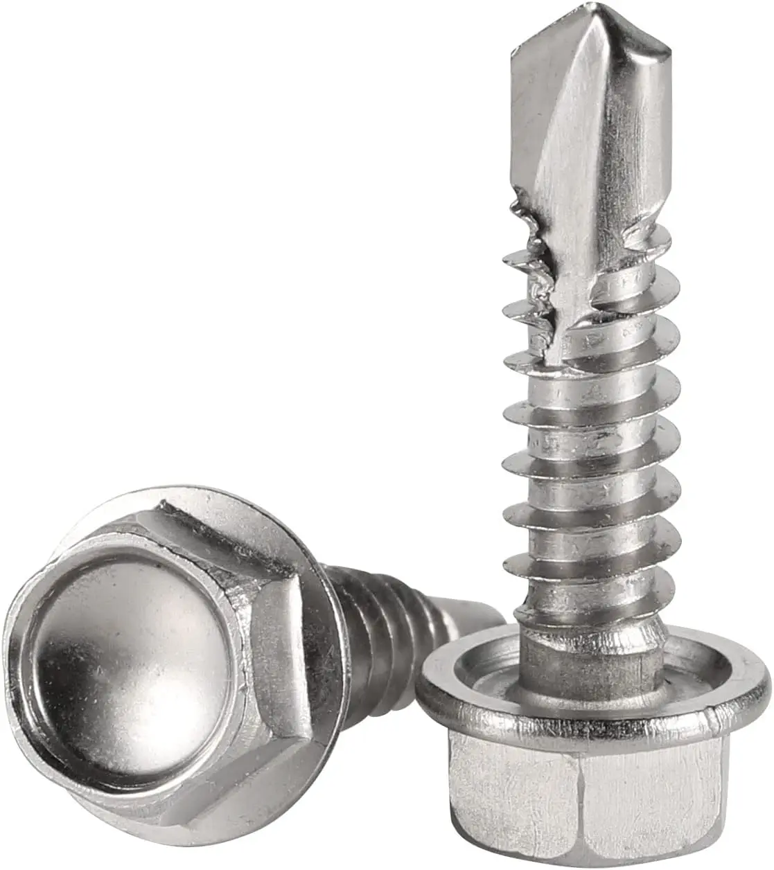 MarySino #8 x 3/4 in. Hex Washer Head 410 Stainless Steel Self Drilling Sheet Metal Screw (100-Pack) SF-MS-DP00511 - The Home Depot