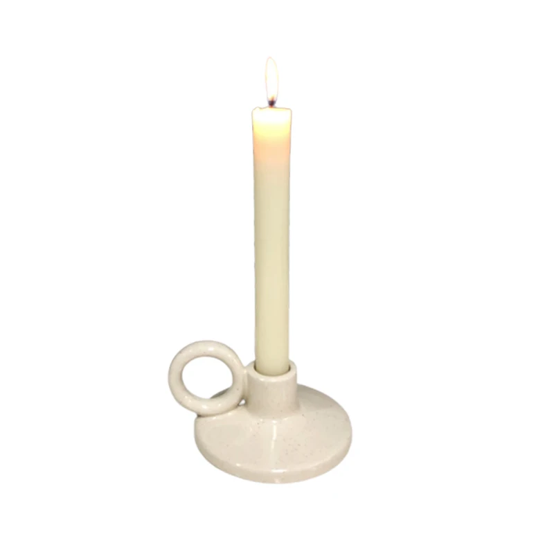 Nordic Style Ceramic Candlestick Modern Handheld Candle Holder Ornaments Home Living Room Minimalistic Candle Holder Taper Stand
