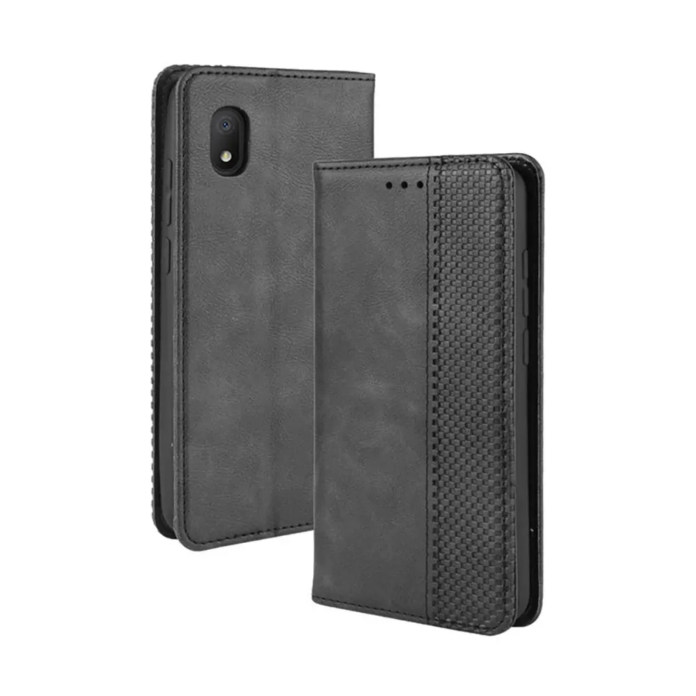 Laudtec Sjk971 Wallet Card Phone Case Simple Business Cover Checked Grain Luxury Shockproof Shell For Alcatel 1A 2020/1B 2020