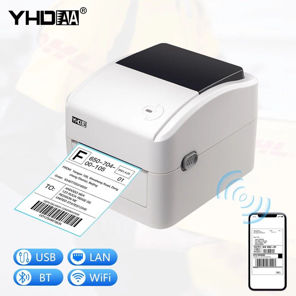 YHD-420B Shipping Label Printer 4x6 Inch Desktop Thermal Label Printer for Express Warehouse
