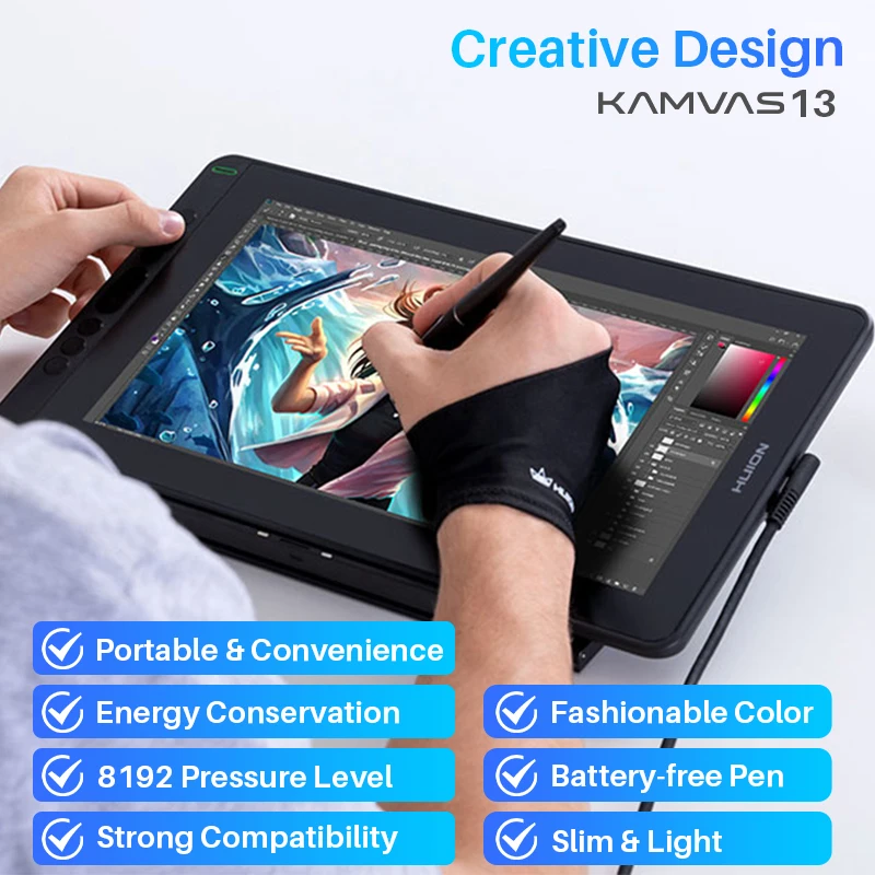 HUION Kamvas 13 - 120% Srgb Pen Display Tablet with USB-C