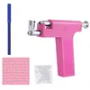 Pistola de oído Rosa + 98Ear Stud + tapones para los oídos