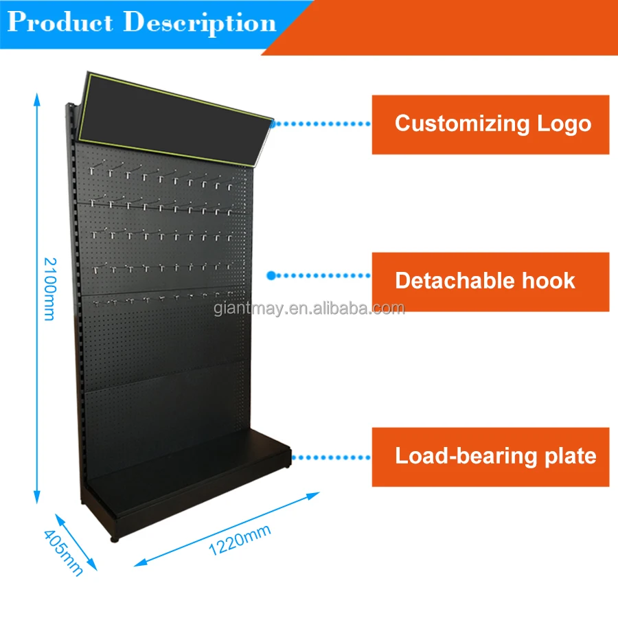 Multi-Function Standing PegBoard Display Rack for Hardware Retail Display and Tool Storage