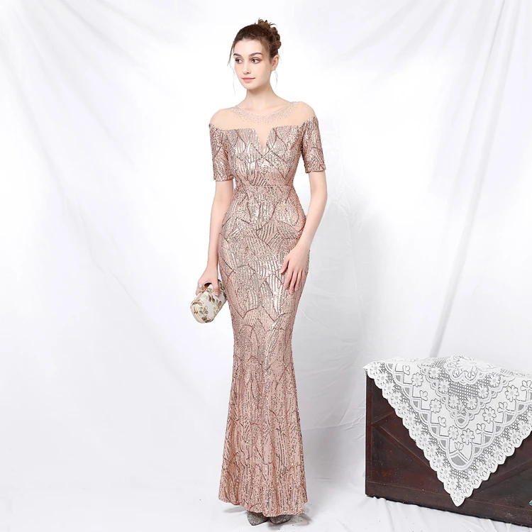 chinese dress ladies Long Red Prom Dress with Rhinestone Collar