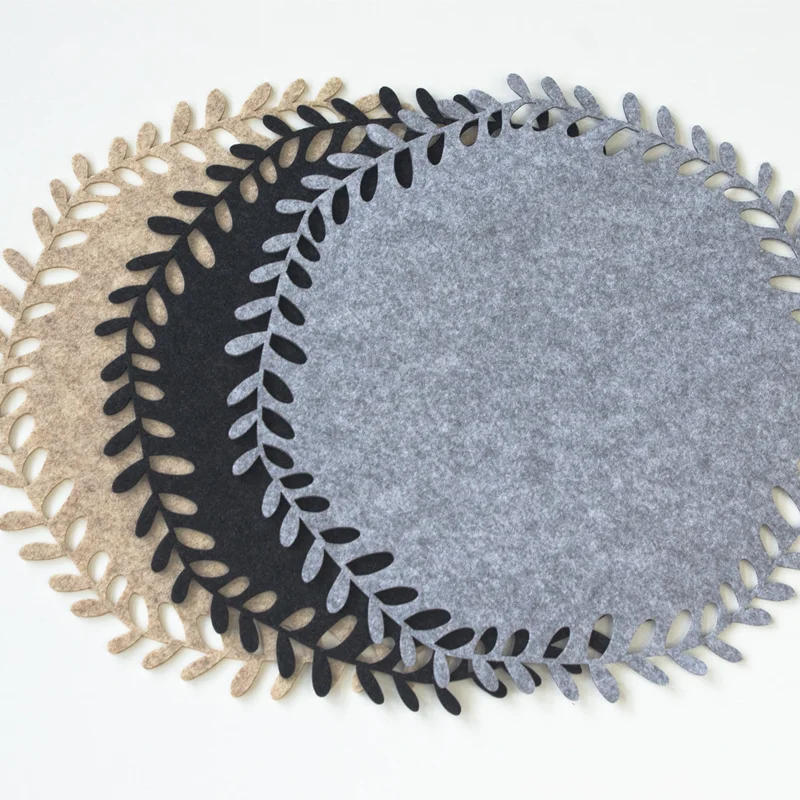 Dark Grey Felt Placemats Set Of 6 Dinner Absorbent Table Mats Non Slip