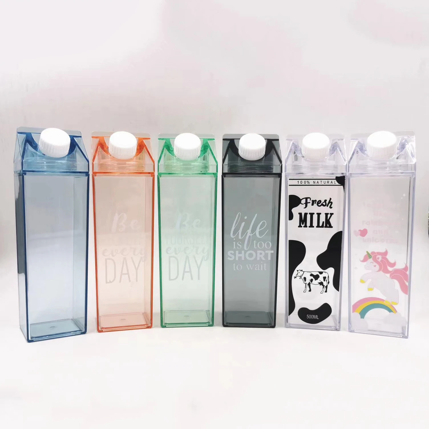 Clear water bottle Milk Box Shape Transparent Plastic 