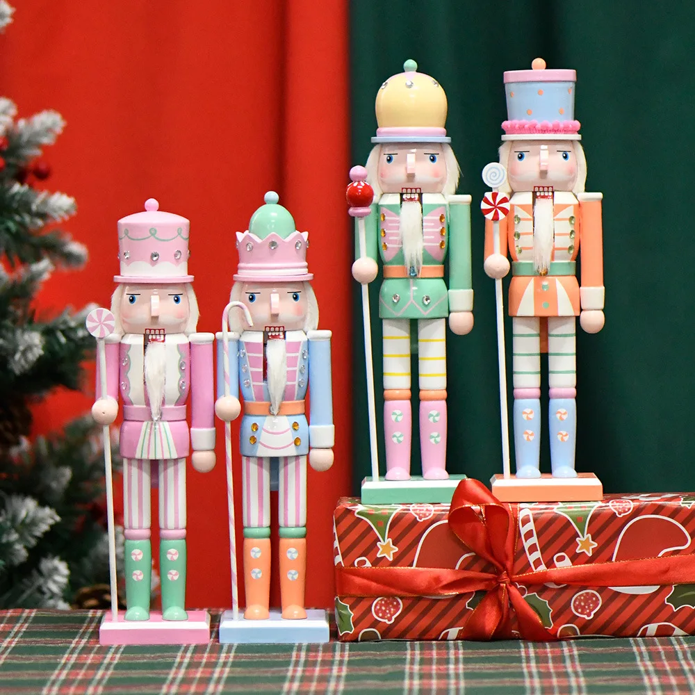 New 30CM Macaroon Creative Walnut Soldier Nutcracker Christmas Decorations Table Ornament Christmas Navidad Gift