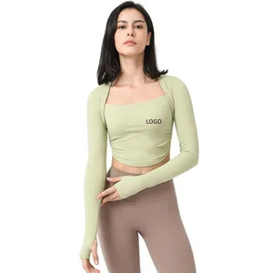 Factory Outlet Women Fitness Sport Patchwork Cloth Gym Yoga Wear Shirt
