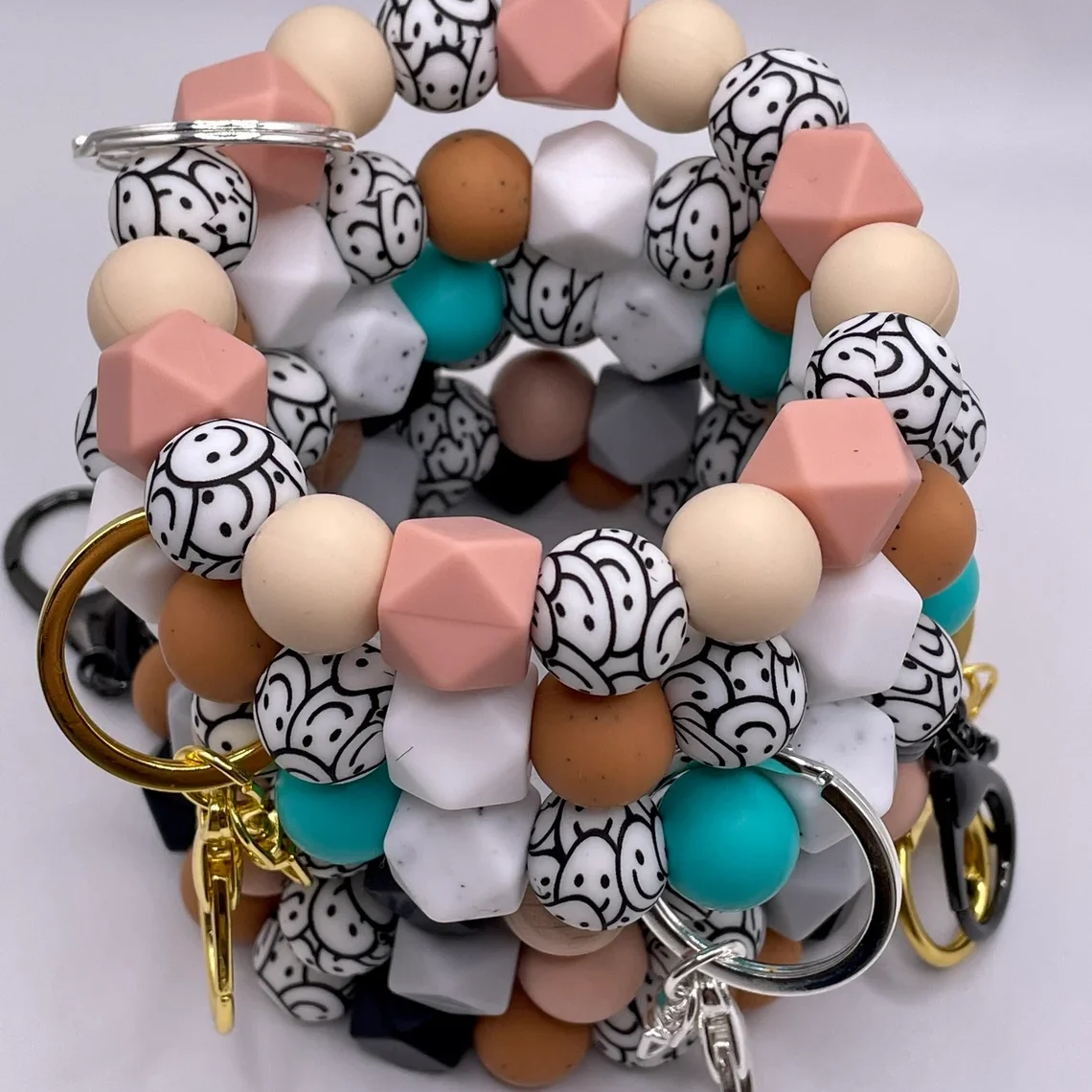Boho Accessories Key Ring Bracelet Smiley Face Silicone Wristlet Keychain Buy Boho Accessories