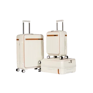 100% PC Suitacse Unisex Customized Logo Front Opening Luggage Factory's Hot Selling PC Material Luxury Modern  Suitcase