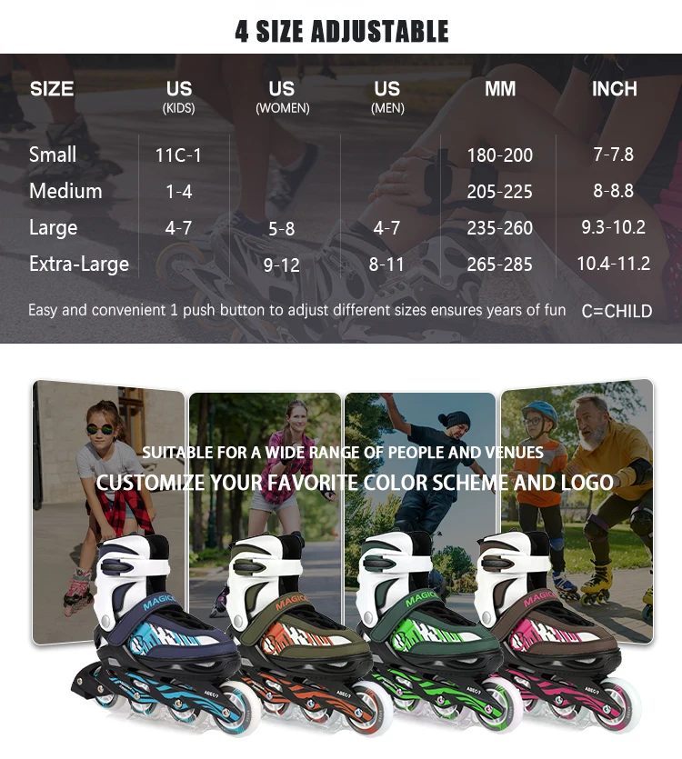 Magiceng Flashing Roller Skates 4wheel Inline Roller Skates For