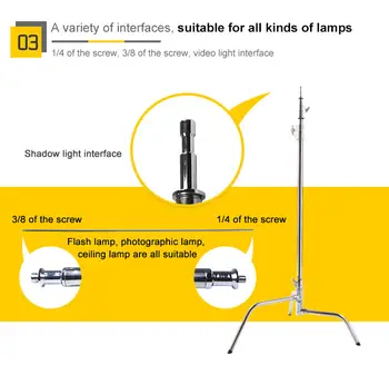 NiceFoto Y660 Stainless Steel Heavy Duty Durable Tripod Light Stand for Soft Box and Video Flash in Studio detail image