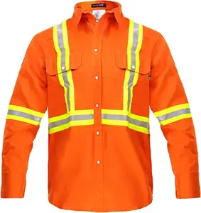 Hi Viz Safety FR Shirt Fire Retardant Work Shirt 100% Cotton Flame Resistant Shirt NFPA2112