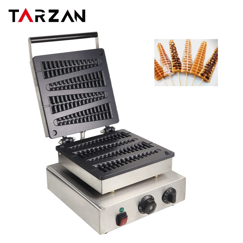 Commercial Machine Stick Waffle Machine Crispy Snack Maker Waffle Stick Machine with Cast  Iron Plate Fishball Frill