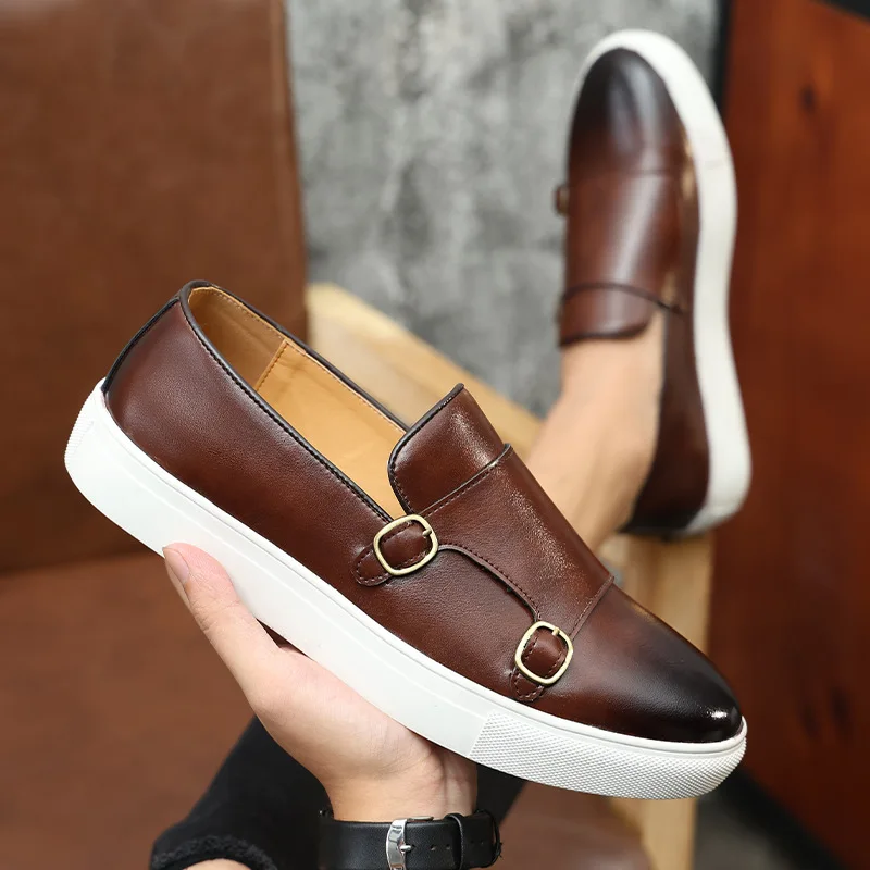 Fancy Formal Dress Shoes Classic Designers Comfortable Durable Slip on Men  Double Monk Strap Shoes