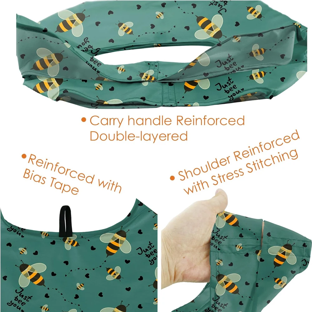 Large Durable Fold up Animal Print Bee butterfly Soft Neoprene Tote Bag