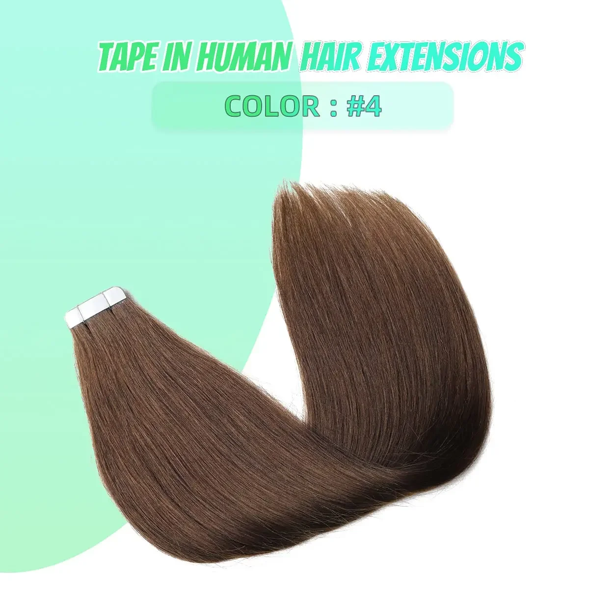 Brazilian Straight Remy Tape In Hair Extensions Medium Brown #4 100% Real Human Hair Skin Weft for Women_voghion.com