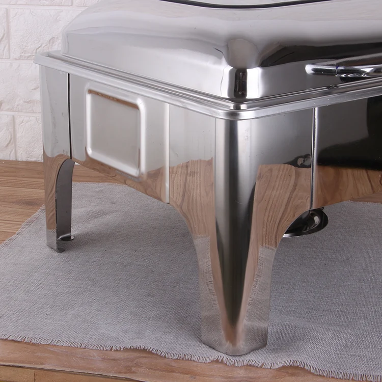 Rectangular Chafer Dish Buffet Set with Folding Stand Chaffing Dishes Buffet Catering Stainless Steel Buffet Equipment_10
