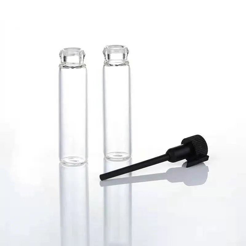 1ml 2ml 3ml Glass Mini Vial Sample Perfume Bottle Essential Oil Bottle Perfume Tube with Plastic Stopper