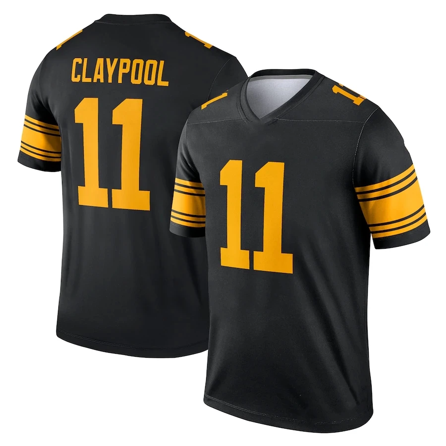 Custom Pittsburgh City Team Club Uniform Stitched American Football Jersey Steeler Black Game 22 Harris 90 Watt 11 Claypool