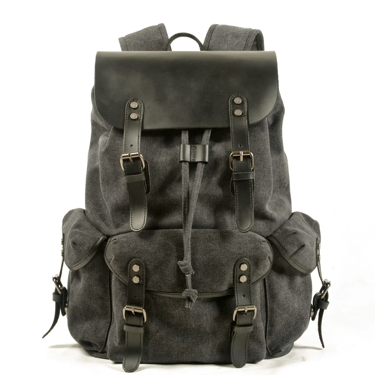 Men's Multifunctional Waterproof Backpack Vintage Oil Wax Canvas Travel Bag Laptop Rucksack