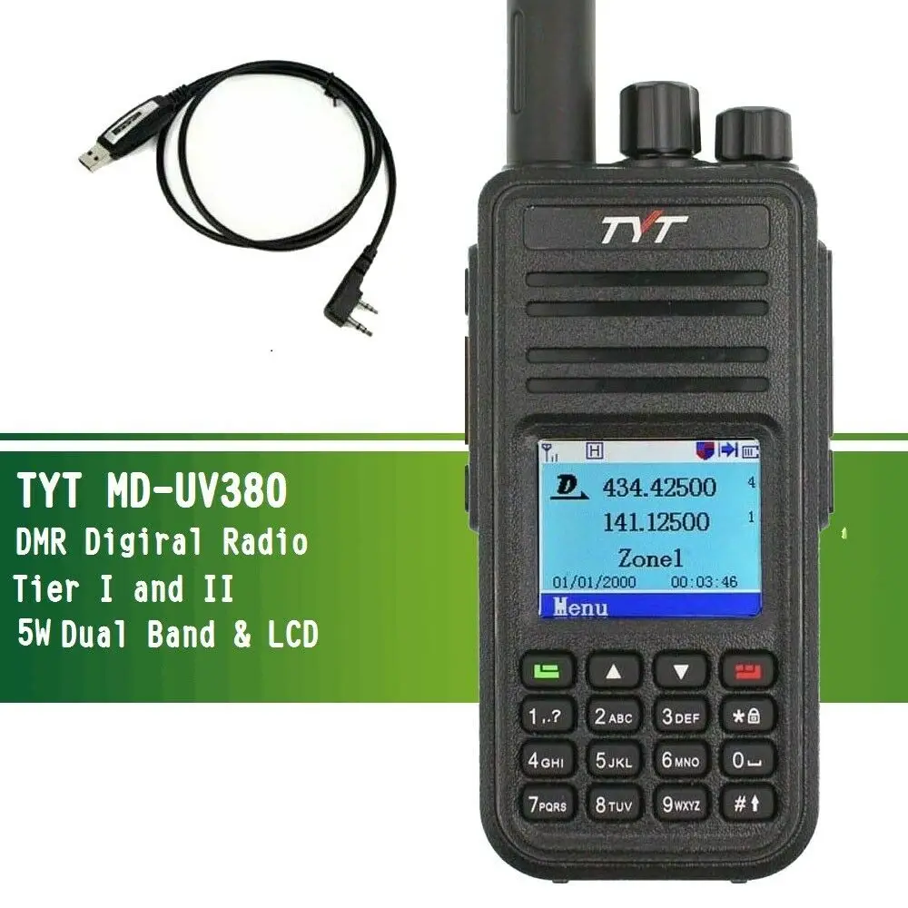 新しいTYT MD-UV380 DMRデジタルモバイルラジオデュアルバンドUHFVHF