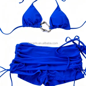 OEM Professional Custom High Quality Brazilian  Bikini Short 2 Piece Set Sexy Swimwear Solid Color Women Oem Service