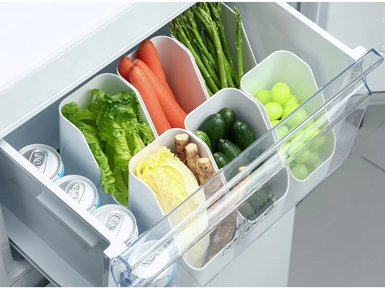 SHIMOYAMA Kitchen Refrigerator Organizer PET Trapezoidal Open Mouth Packed Vegetable Containers for Fridge