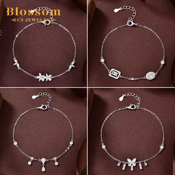 Blossom CS Jewelry Wholesale Popular 925 Sterling Silver Bracelet Cubic Zirconia Women's Charm Adjustable Bracelet Fine Jewelry