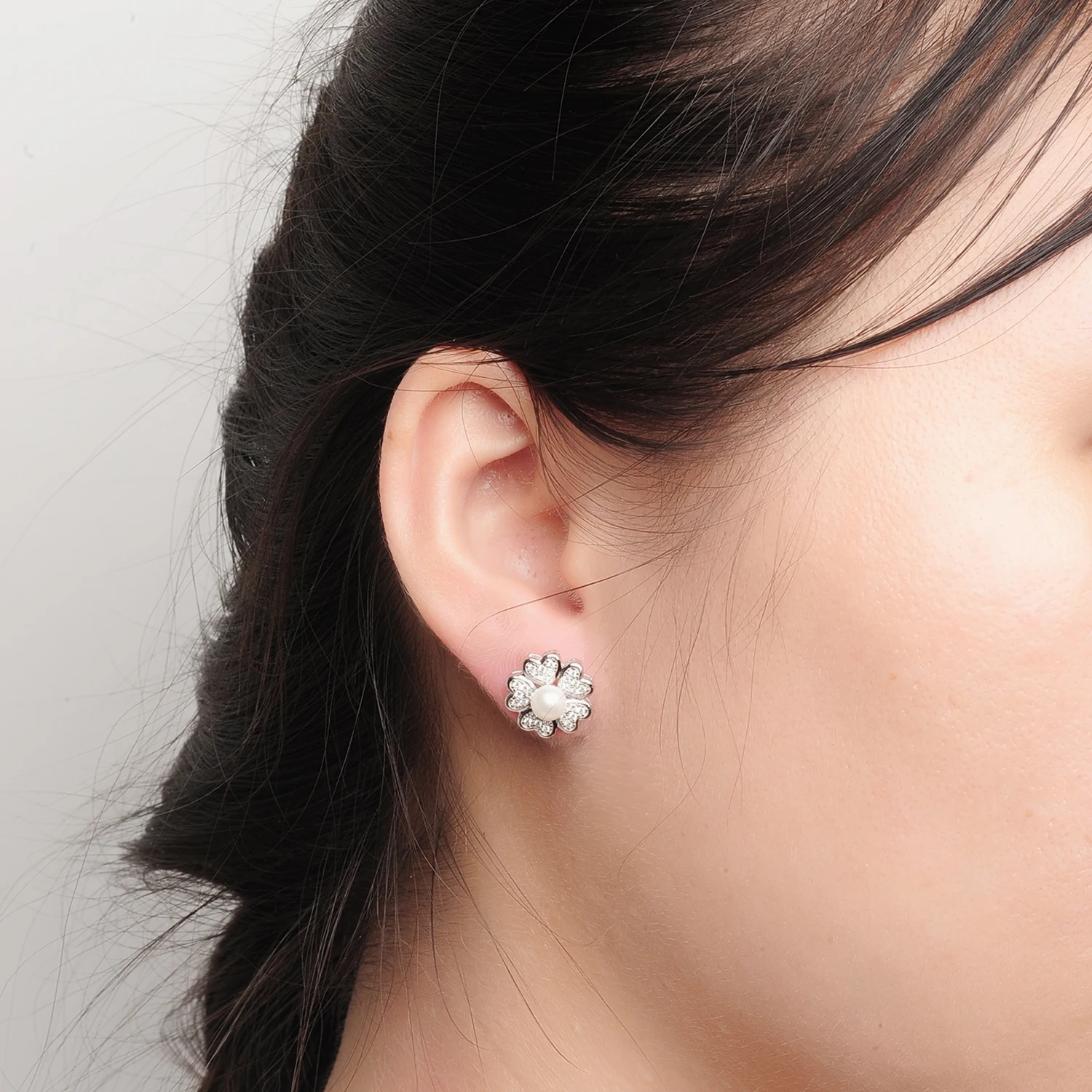 Detachable Teardrop Zircon Women CZ Pendant Drop Stud 925 Sterling Silver Earring Pearl Colorful Flo(图6)